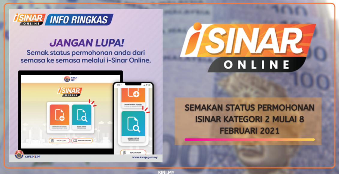 Semakan Status Permohonan iSinar Kategori 2 Mulai 8 Februari 2021