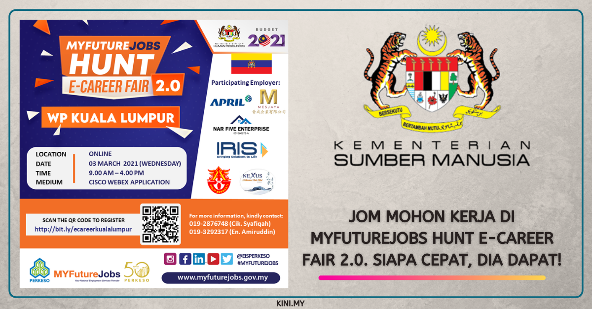 Jom Mohon Kerja Di MyFutureJobs Hunt E-Career Fair 2.0. Siapa Cepat, Dia Dapat!