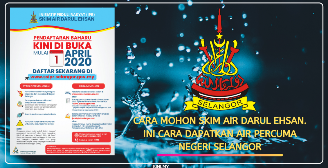 Cara Mohon Skim Air Darul Ehsan. Ini Cara Dapatkan Air Percuma Negeri Selangor