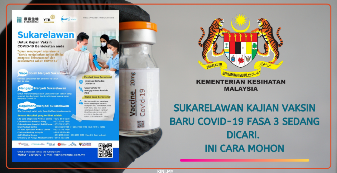 Sukarelawan Kajian Vaksin Baru Covid-19 Fasa 3 Sedang Dicari. Ini Cara Mohon