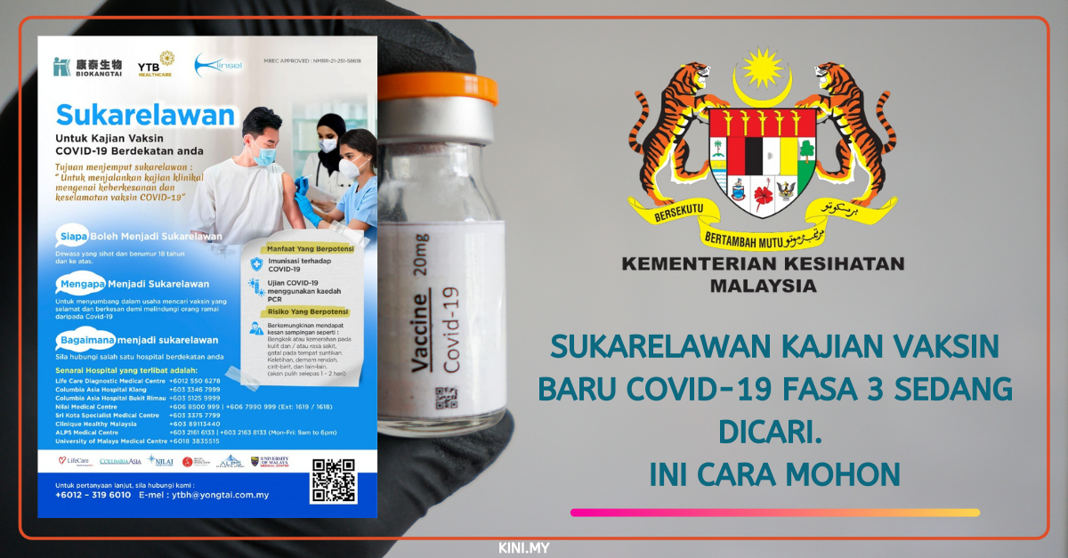 Sukarelawan Kajian Vaksin Baru Covid-19 Fasa 3 Sedang Dicari. Ini Cara Mohon