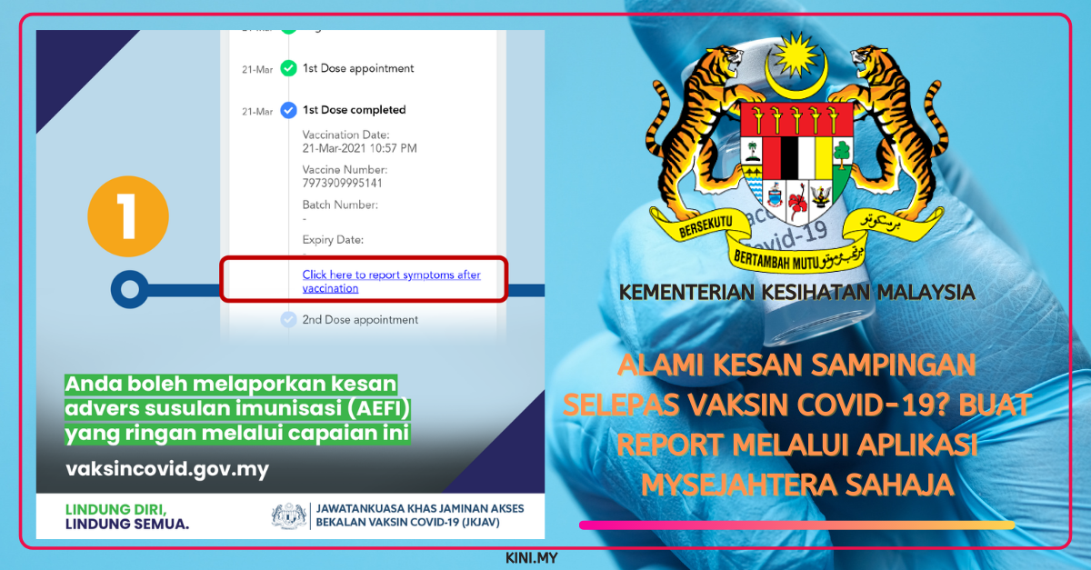 Alami Kesan Sampingan Selepas Vaksin Covid19? Buat Report Melalui