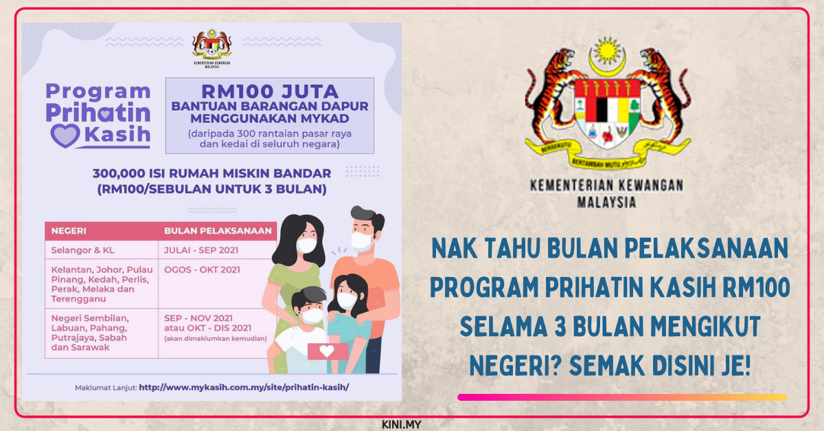 Nak Tahu Bulan Pelaksanaan Program Prihatin Kasih RM100 Selama 3 Bulan Mengikut Negeri? Semak Disini Je!