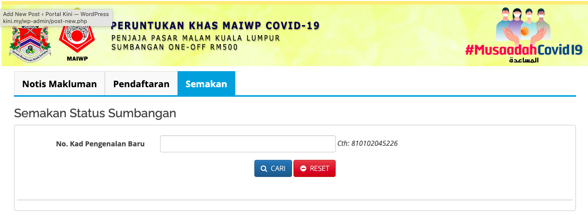 Cara Mohon Bantuan Prihatin RM500 One-Off Kasih Asnaf 3.0 Penjaja DBKL, MAIWP. Semak Kelayakan Disini