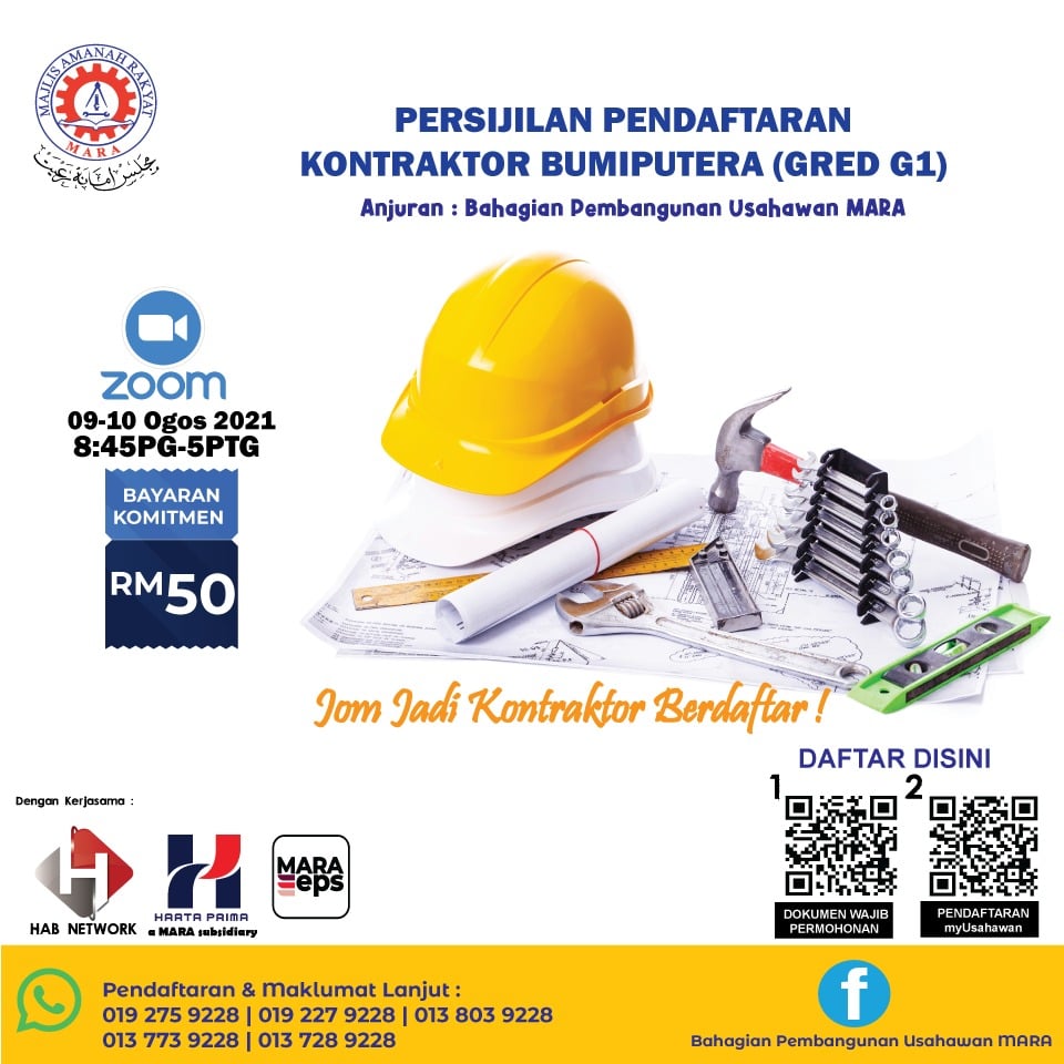 Anda Kontraktor Tapi Tak Ada Lesen? Daftar Dengan MARA Serendah RM50 & Layak Terima Persijilan Pendaftaran Kontraktor Bumiputera Gred G1