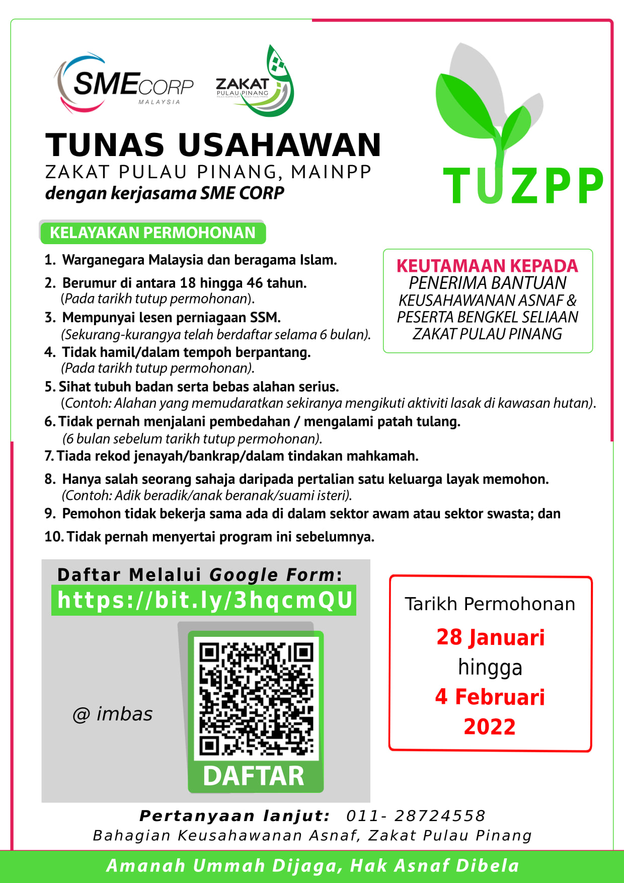 Program Tunas Usahawan Zakat Pulau Pinang (TUZPP) & Cara Mohonnya. Daftar Secara Online Dahulu