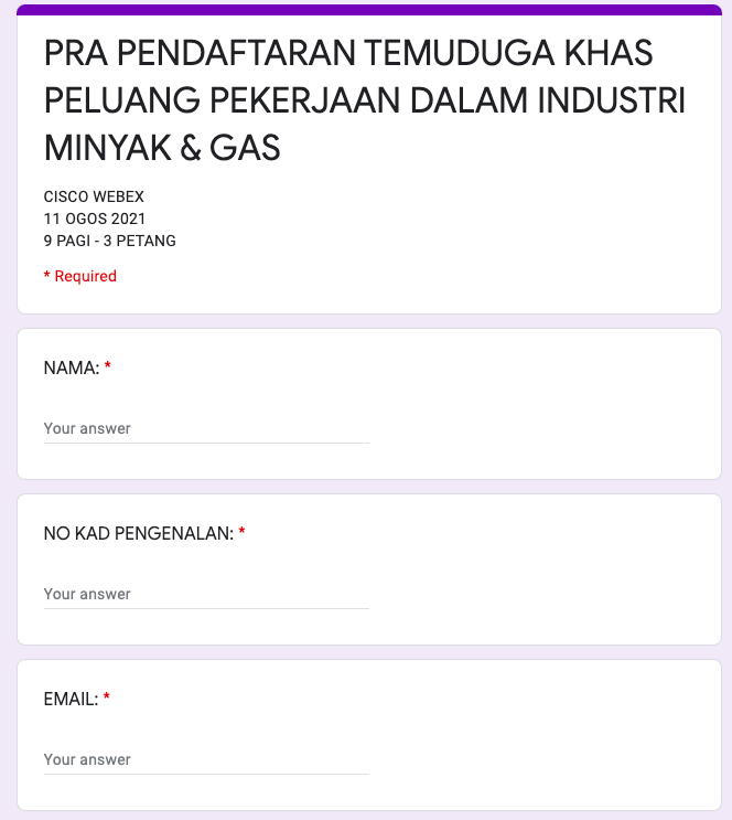Jom Ikuti Temuduga Khas Peluang Pekerjaan Dalam Industri Minyak & Gas Dengan Kerjasama Petronas. Bantuan Mobiliti Sehingga RM1,000