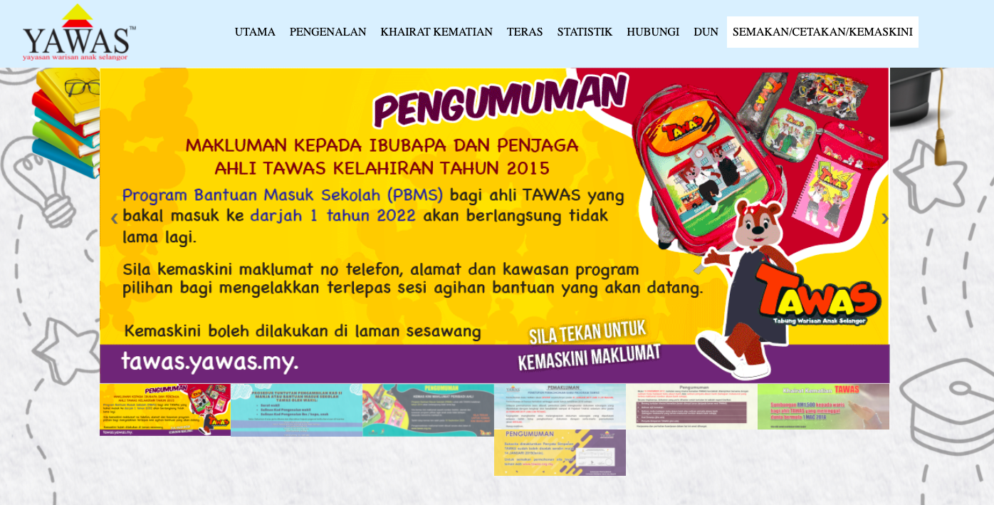 Program Bantuan Masuk Sekolah (PBMS) TAWAS, Sila Kemaskini Maklumat Untuk Agihan Secara Online