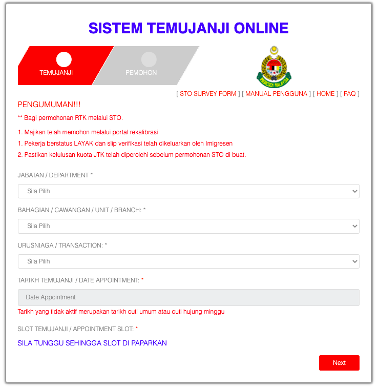 Cara Membuat Temujanji Online Jabatan Imigresen Malaysia (JIM) Melalui