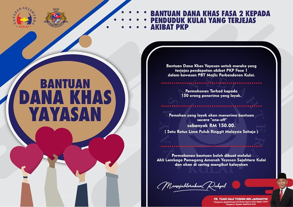 [Yayasan Sejahtera Kulai] Bantuan Dana Khas Fasa 2 Untuk 150 Orang Sahaja. Siapa Cepat, Dia Dapat!