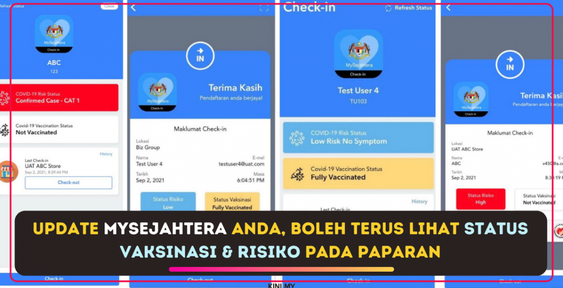 Update MySejahtera Anda, Boleh Terus Lihat Status Vaksinasi & Risiko Pada Paparan