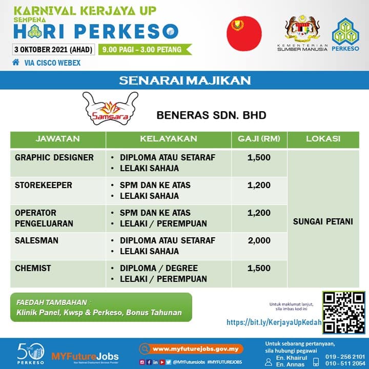 1,500 Kekosongan Jawatan Di Karnival Kerjaya UP PERKESO Kedah. Daftar Cepat Sebelum Terlambat!
