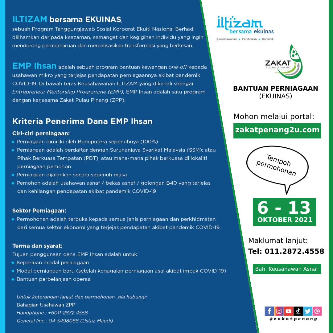 Cara Mohon Program Bantuan Kewangan One-Off EMP Ihsan Zakat Pulau Pinang