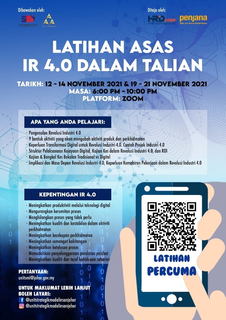 Cara Mohon Johor Upskilling & Johor Reskilling, Latihan Asas IR 4.0 Online, Percuma Untuk Lepasan Graduan!