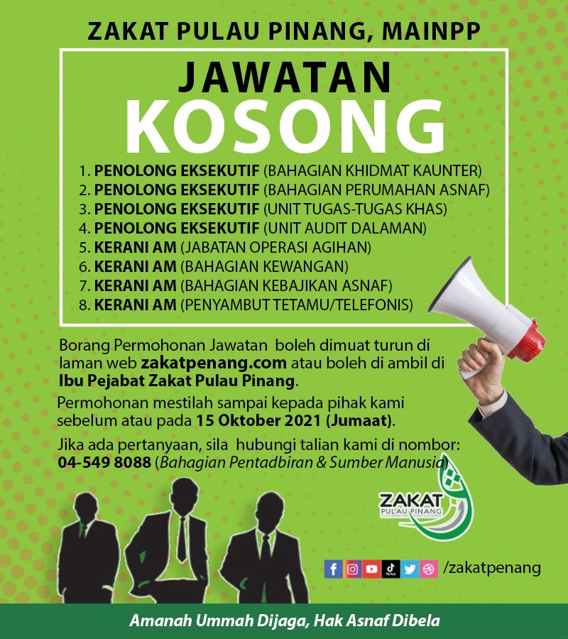 [Zakat Pulau PInang, MAINPP] Cara Mohon 8 Jawatan Kosong Di Zakat Pulau Pinang 