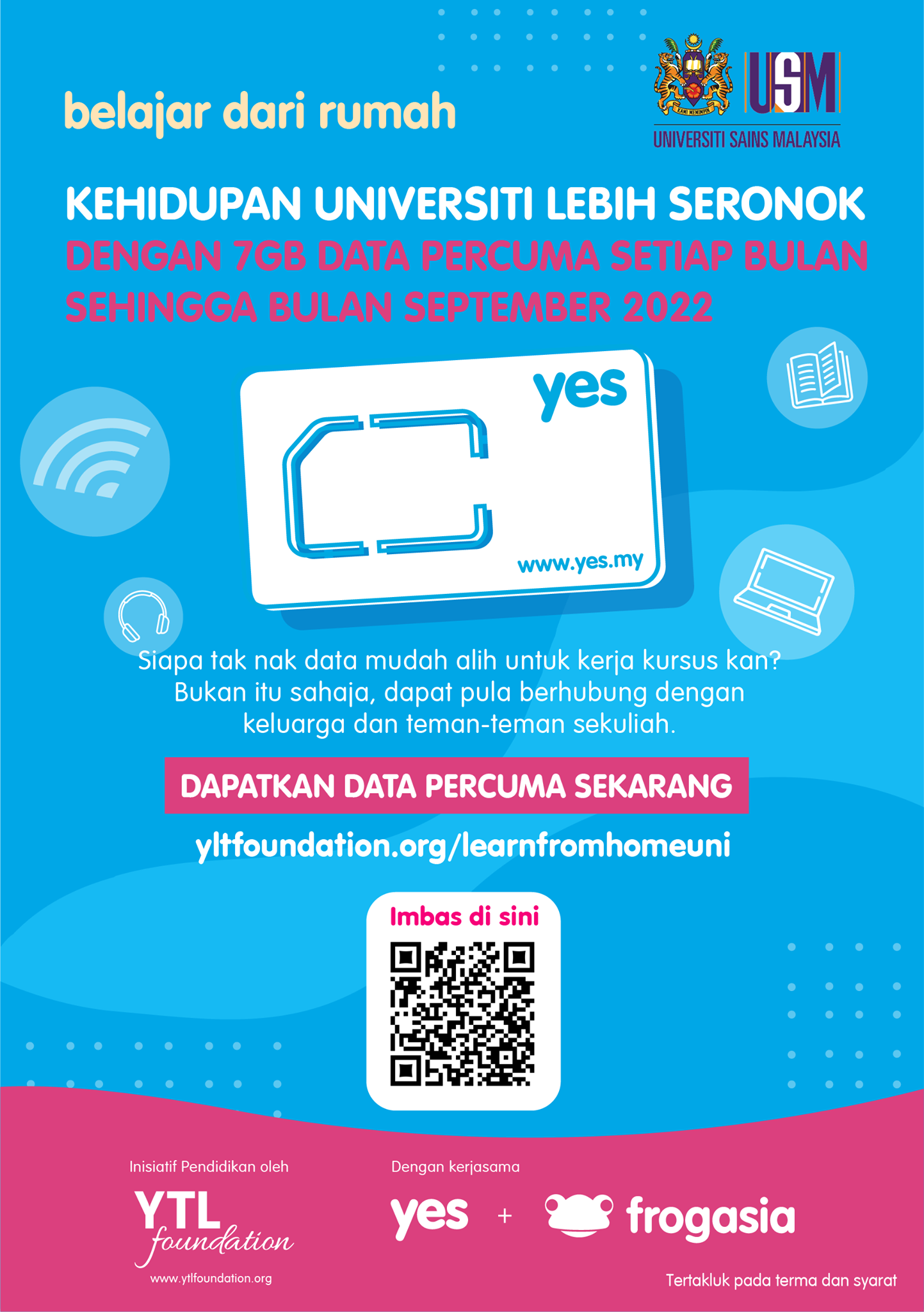 [YTL] LFH Program YES, 7GB Percuma Belajar Dari Rumah Kepada Mahasiswa USM