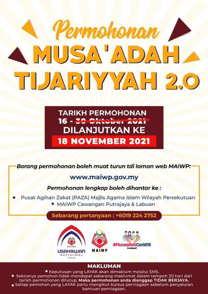 RM3,000 Bantuan Musaadah Tijariyyah 2.0 MAIWP. Muat Turun Borang & Mohon