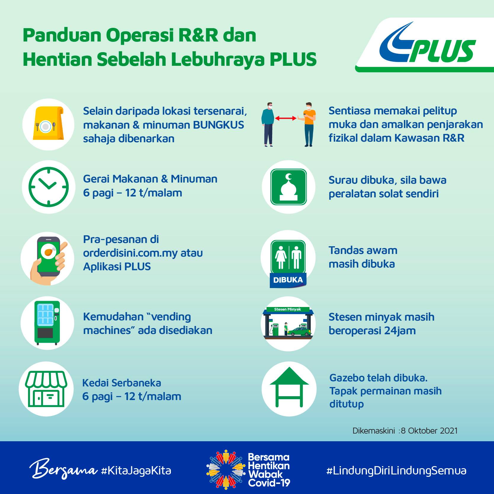 Nak Balik Kampung? Ini Senarai RnR PLUS Yang Dibuka Mulai 8 & 11 Oktober 2021
