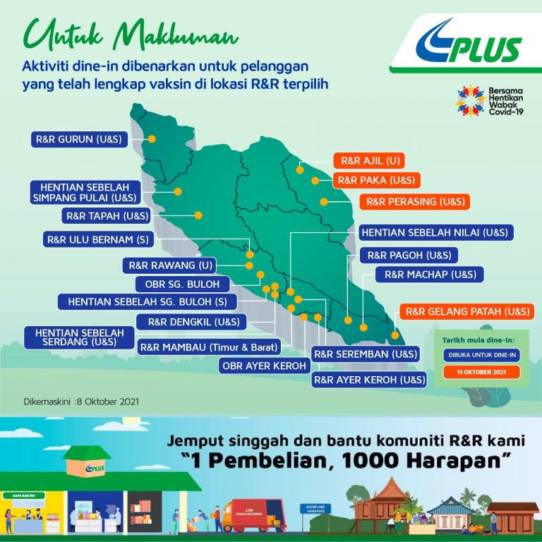 Nak Balik Kampung? Ini Senarai RnR PLUS Sebelah Utara & Selatan Yang Dibuka