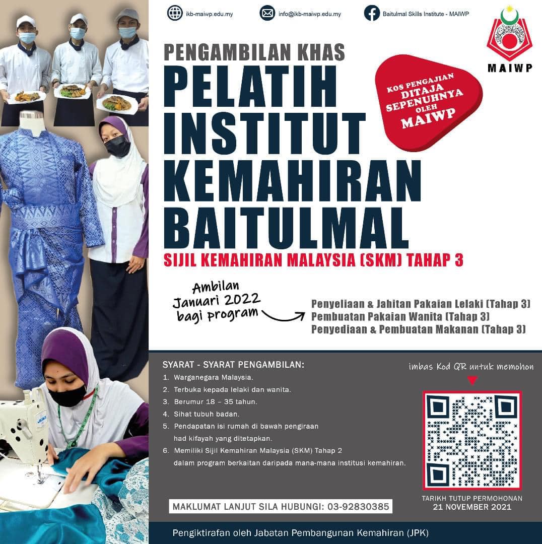 Cara Mohon Ikuti Program Sijil Kemahiran Malaysia (SKM) Tahap 3. Kos Pengajian Free!
