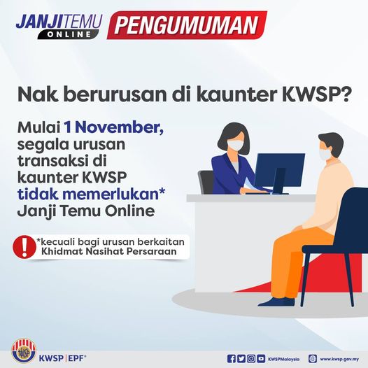 Urusan KWSP Melalui Kaunter Dah Tak Perlu Buat Janji Temu Online Lagi! Bila Tu?