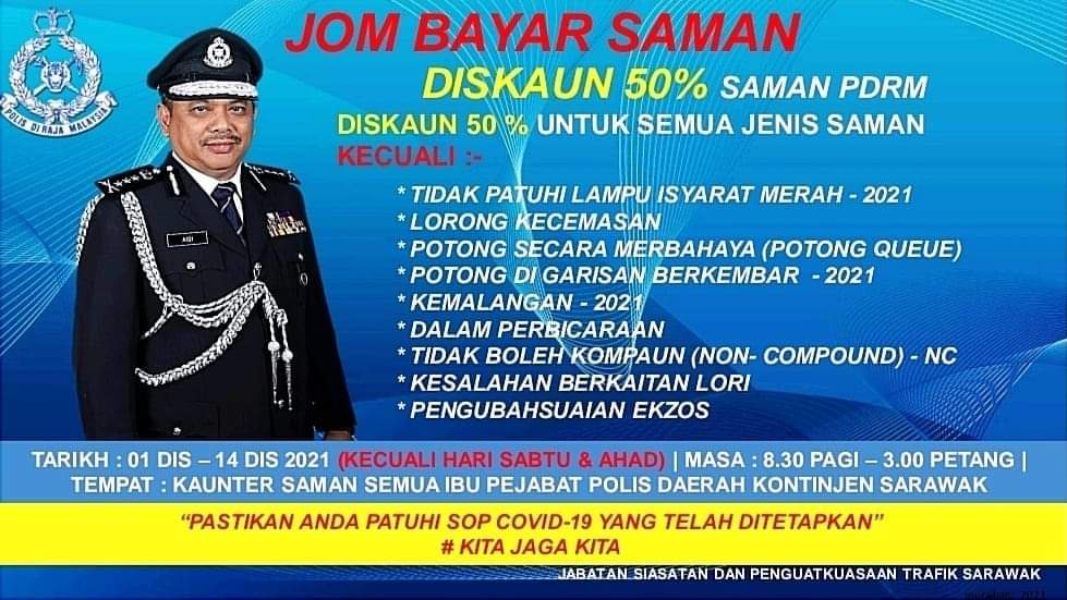 Diskaun Bayaran Saman Trafik Sehingga 50% Di 6 Buah Negeri. Jom Setel Saman!