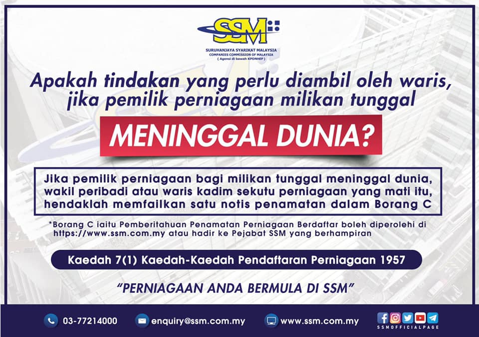 Pemilik Perniagaan Milikan Tunggal Meninggal Dunia, Apa Perlu Buat?