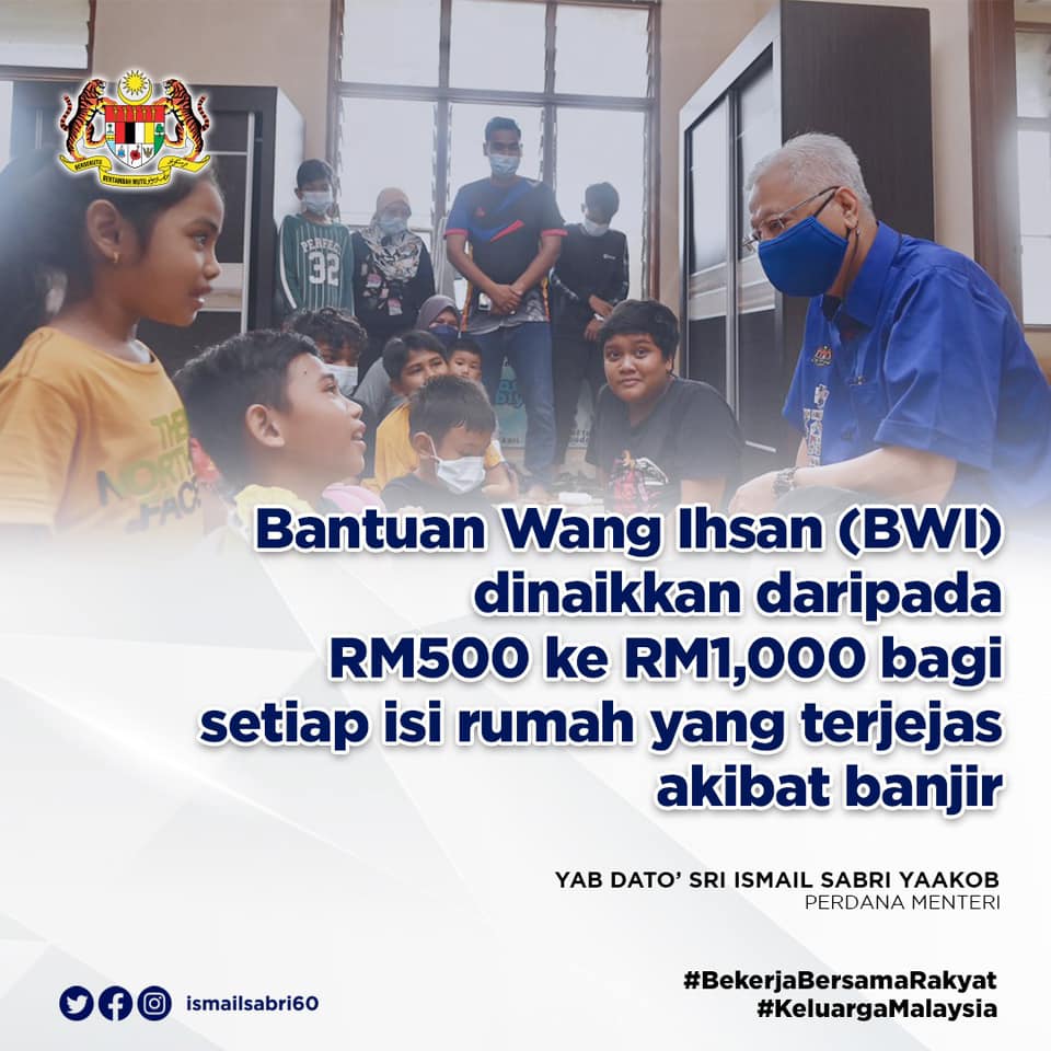 Jenis-Jenis Bantuan & Inisiatif Musibah Banjir Yang Diumumkan Perdana Menteri, Bantuan Wang Ihsan Sehingga RM1,000
