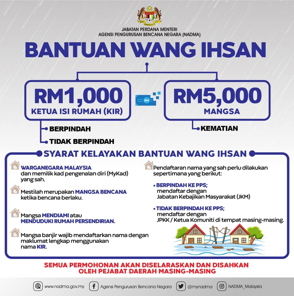 Bantuan Khas RM500 Kepada Mangsa Banjir Di Negeri Pahang. Semua Mangsa Layak Terima Bantuan