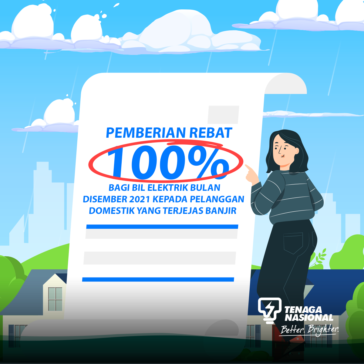 Rebat 100% Secara One-Off Bil Elektrik TNB Serta Pendawaian Percuma Rumah Keluarga B40
