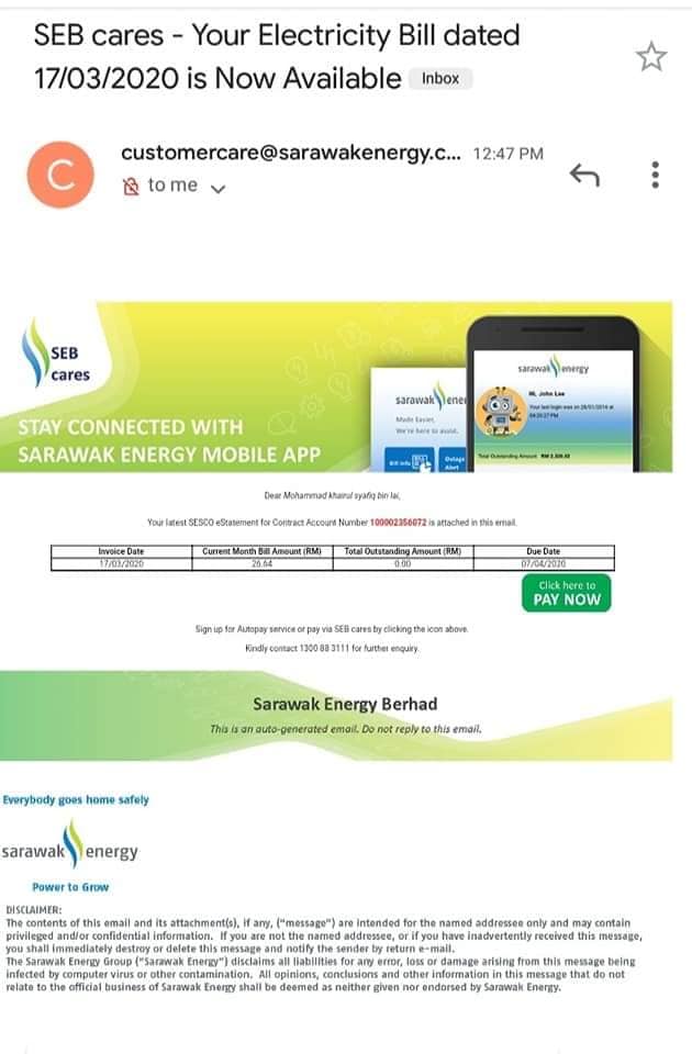 Orang Sarawak, Check Bil Elektrik SESCO Guna Apps SEB Cares Je!