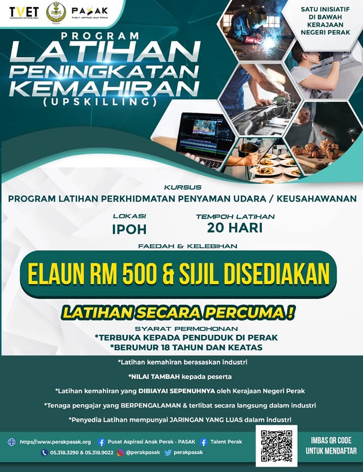 Program Latihan Peningkatan Kemahiran (Upskilling), Percuma! Elaun RM500 & Sijil Disediakan