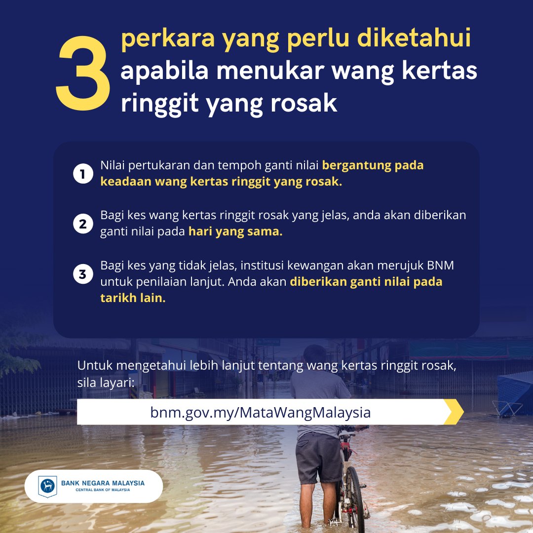 Wang Kertas Anda Rosak Kena Banjir? Boleh Tukar Tau! Tengok Contoh Wang Kertas Rosak Akibat Banjir Disini