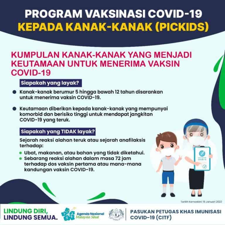 Janji Temu Vaksin Kanak-Kanak Bermula Hujung Bulan Januari, Awal Februari 2022
