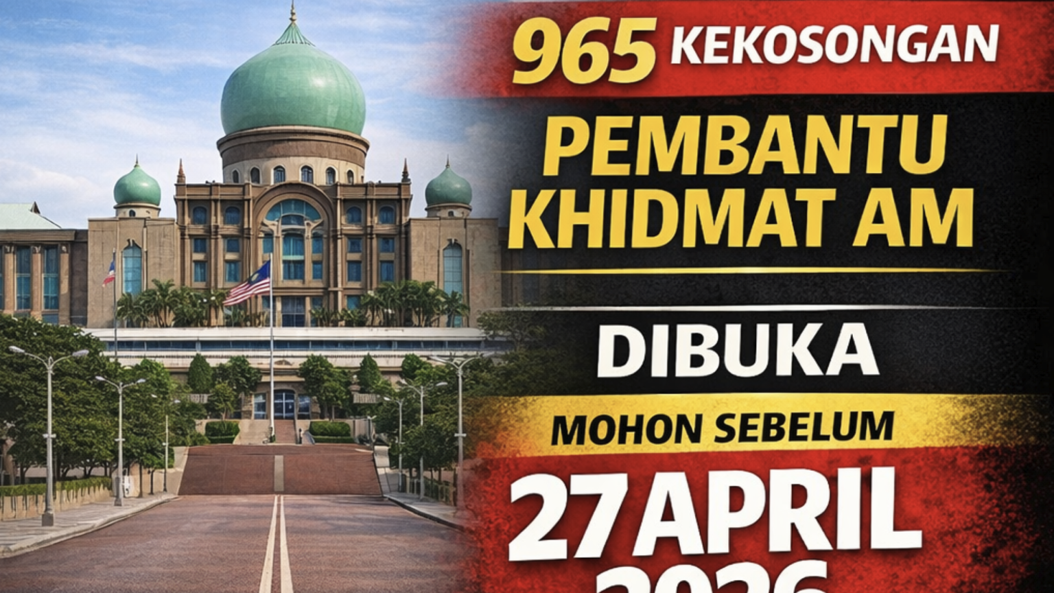 965 Kekosongan Jawatan Pembantu Khidmat Am Gred H1 (Pemanduan) Dibuka – Mohon Sebelum 27 April 2026